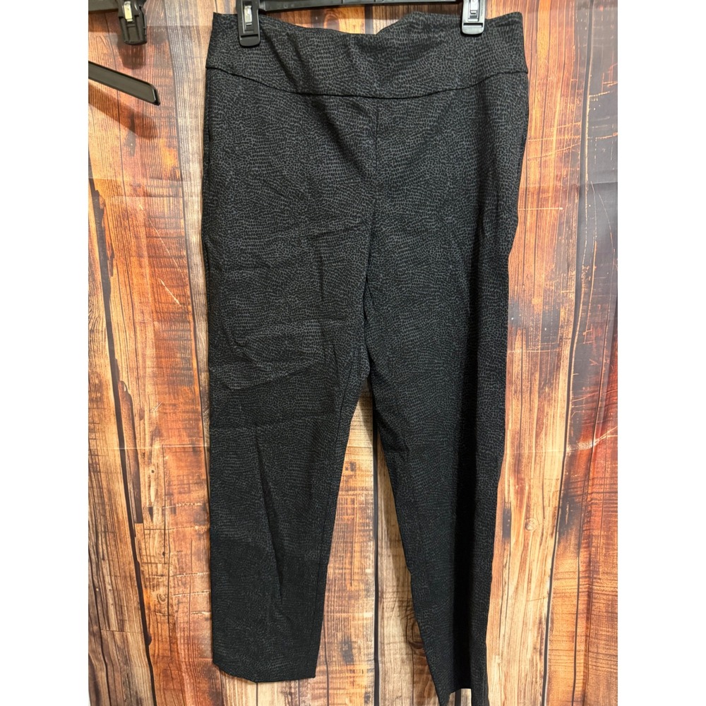 Tribal Womens Size 12 Grey Black Textured Animal Print Pull On Ankle Pants